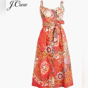 🪷J. Crew Coral Pink Floral Classic Button Front Midi Sundress Size 4.